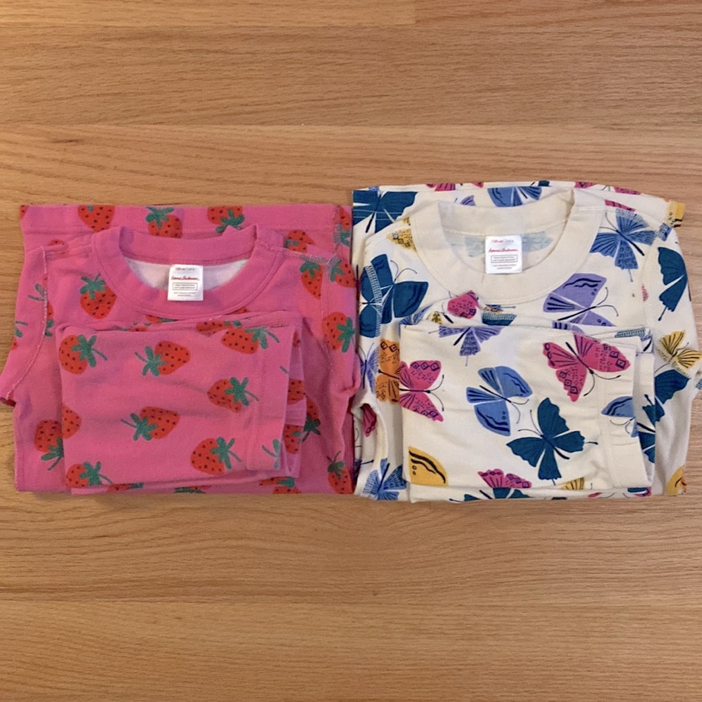 Hanna Andersson Set of 2 Long John Cotton Pajama Set Girls Size 8 (130 cm)